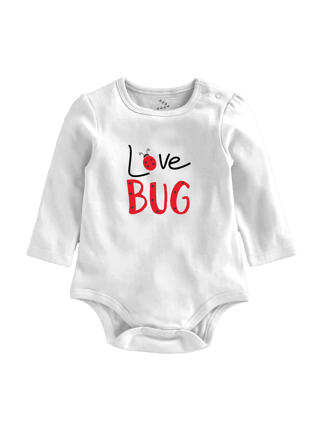 

Zeezeezoo Infants Valentine Love Bug Printed Cotton Bodysuit, White