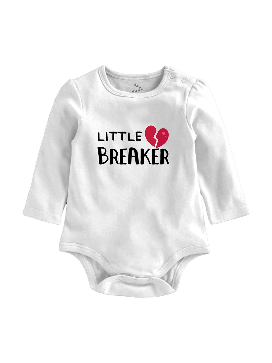 

Zeezeezoo Infants Heart Breaker Printed Cotton Bodysuit, White