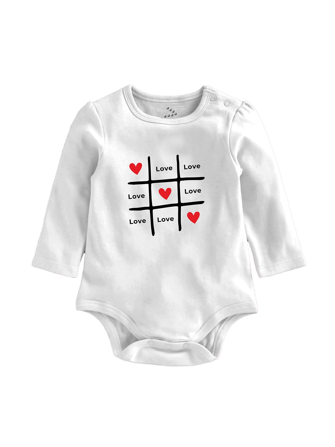 

Zeezeezoo Infants Love Hearts Printed Cotton Bodysuit, White