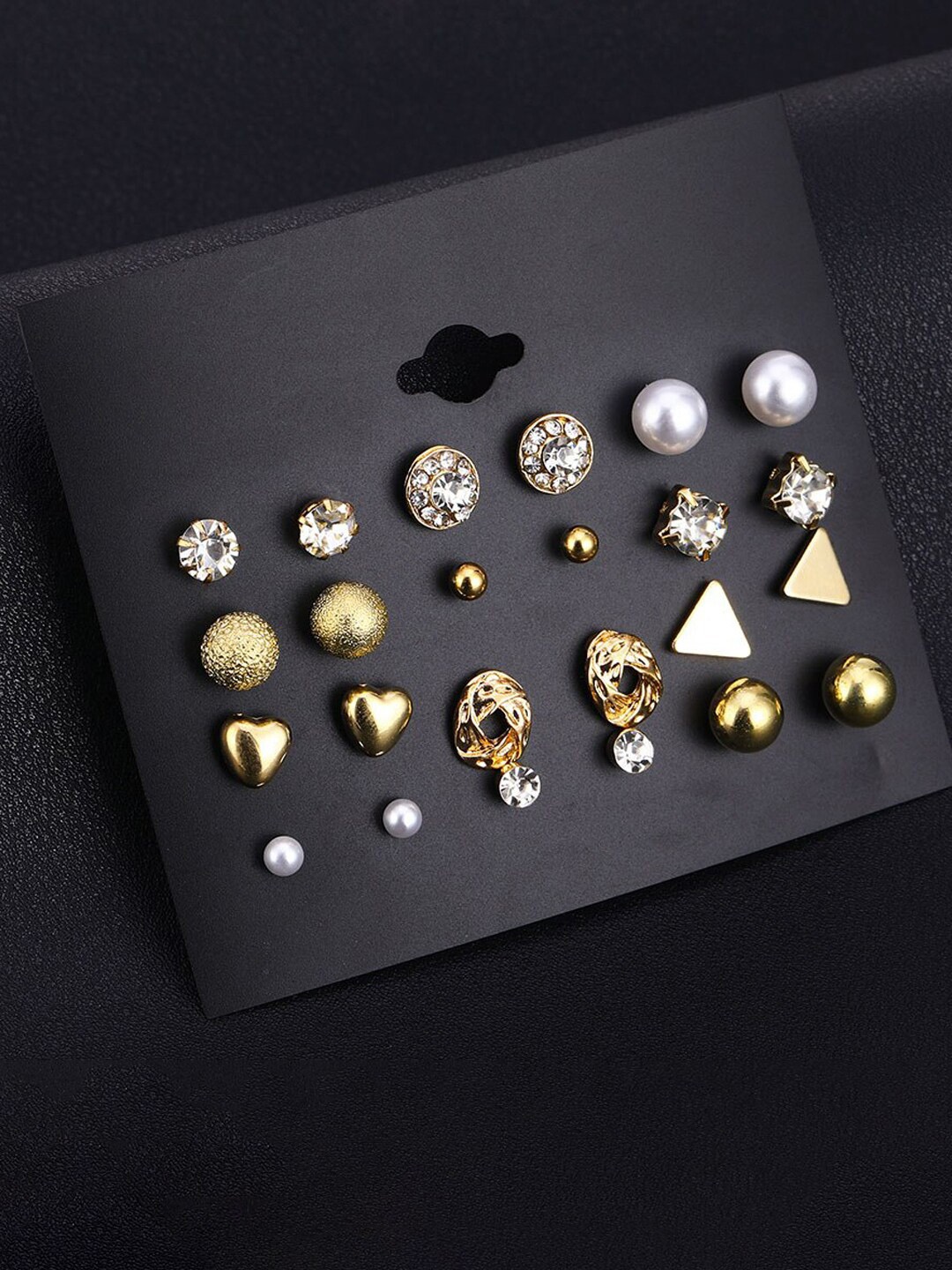 

Jewels Galaxy Gold-Plated Layered Necklace With Set Of 12 Earrings