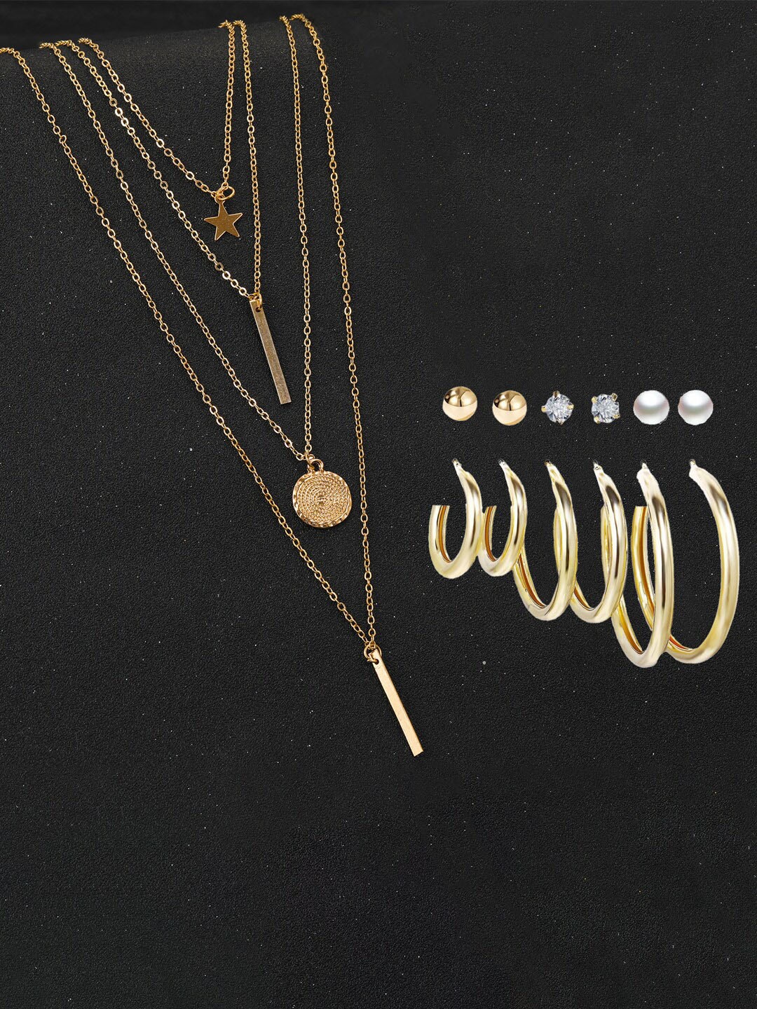 

Jewels Galaxy Set of 6 Gold-Plated Layered Jewellery Set