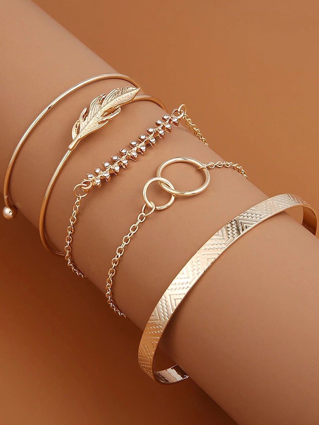 

Jewels Galaxy Women Set of 5 Gold-Plated Cuff Bracelets