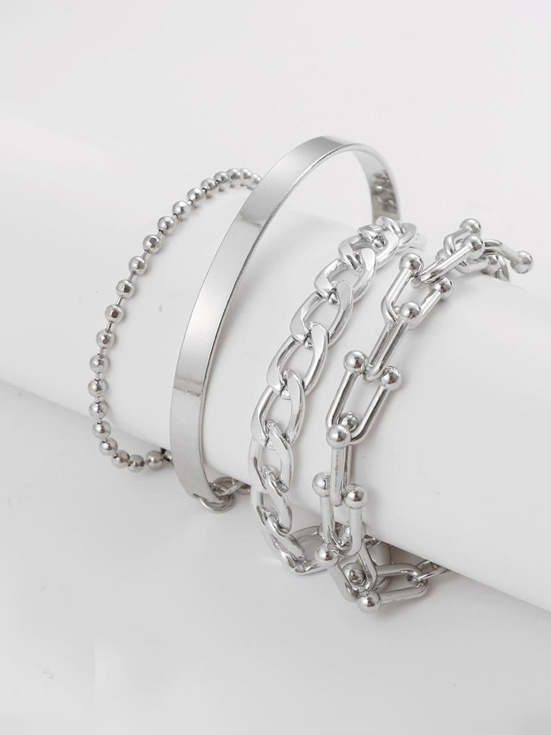 

Jewels Galaxy Women 4 Silver-Toned Silver-Plated Link Bracelet