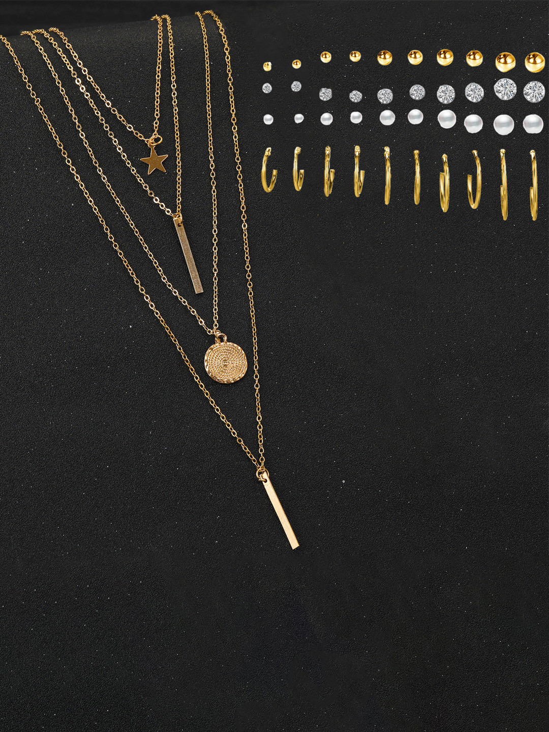 

Jewels Galaxy Gold-Plated Layered Set of 20 Studs and Hoop Earrings Jewellery Set