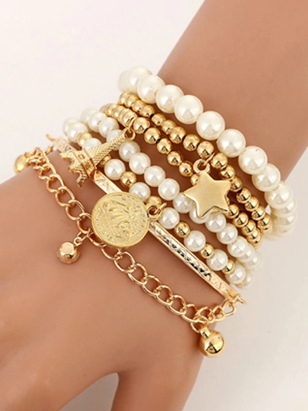 

Jewels Galaxy Women Gold-Toned & White Gold-Plated Link Bracelet