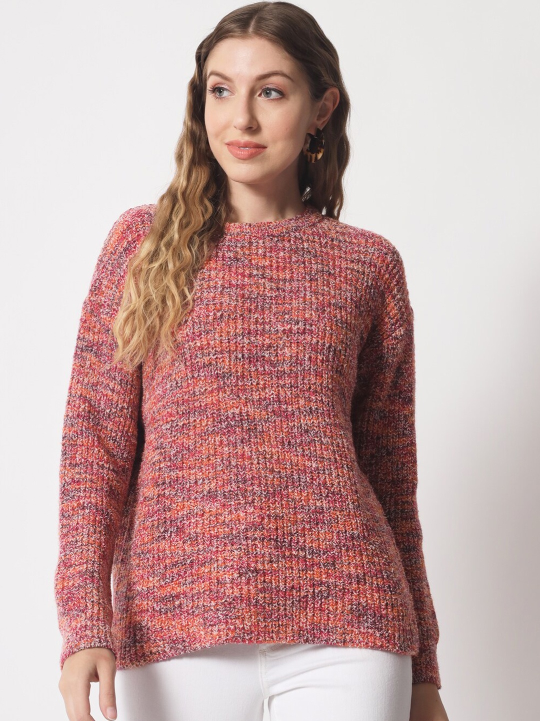 

DAiSY Women Red & Grey Printed Pullover