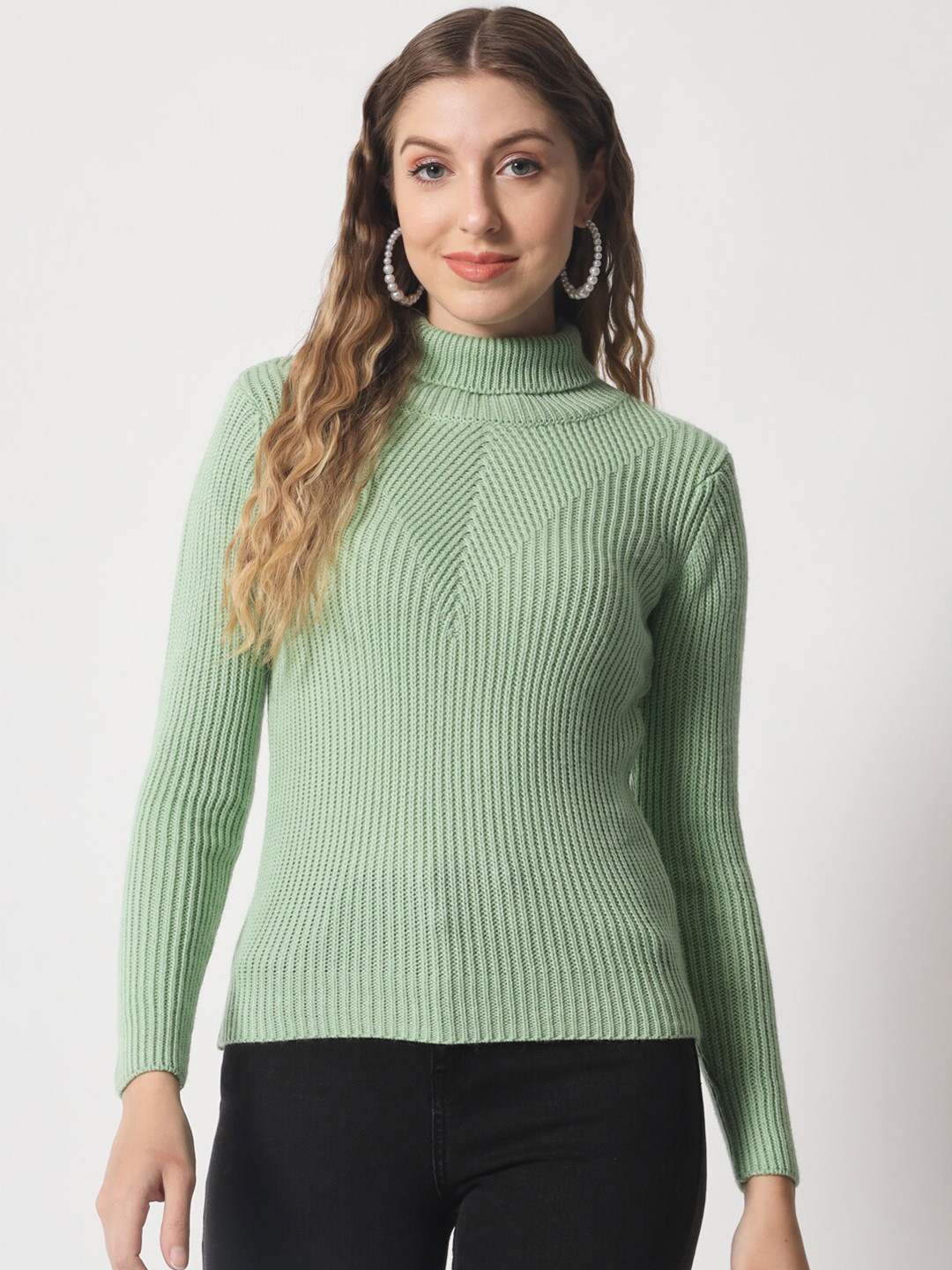 

DAiSY Women Green Cable Knit Pullover