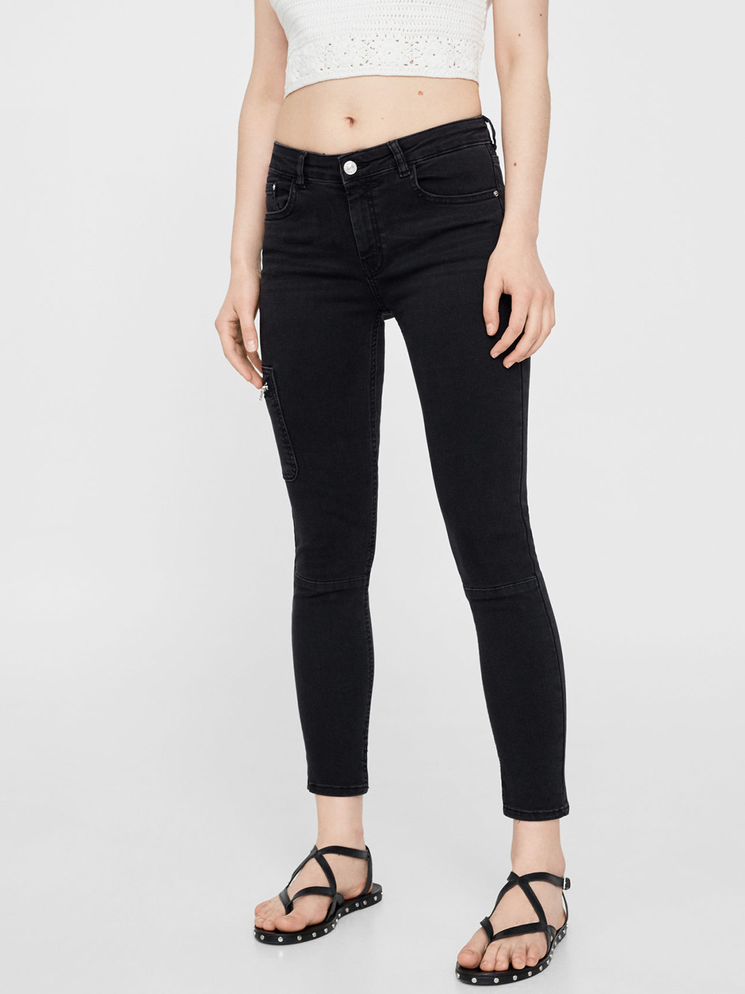 

MANGO Women Black Skinny Fit Mid-Rise Clean Look Stretchable Jeans