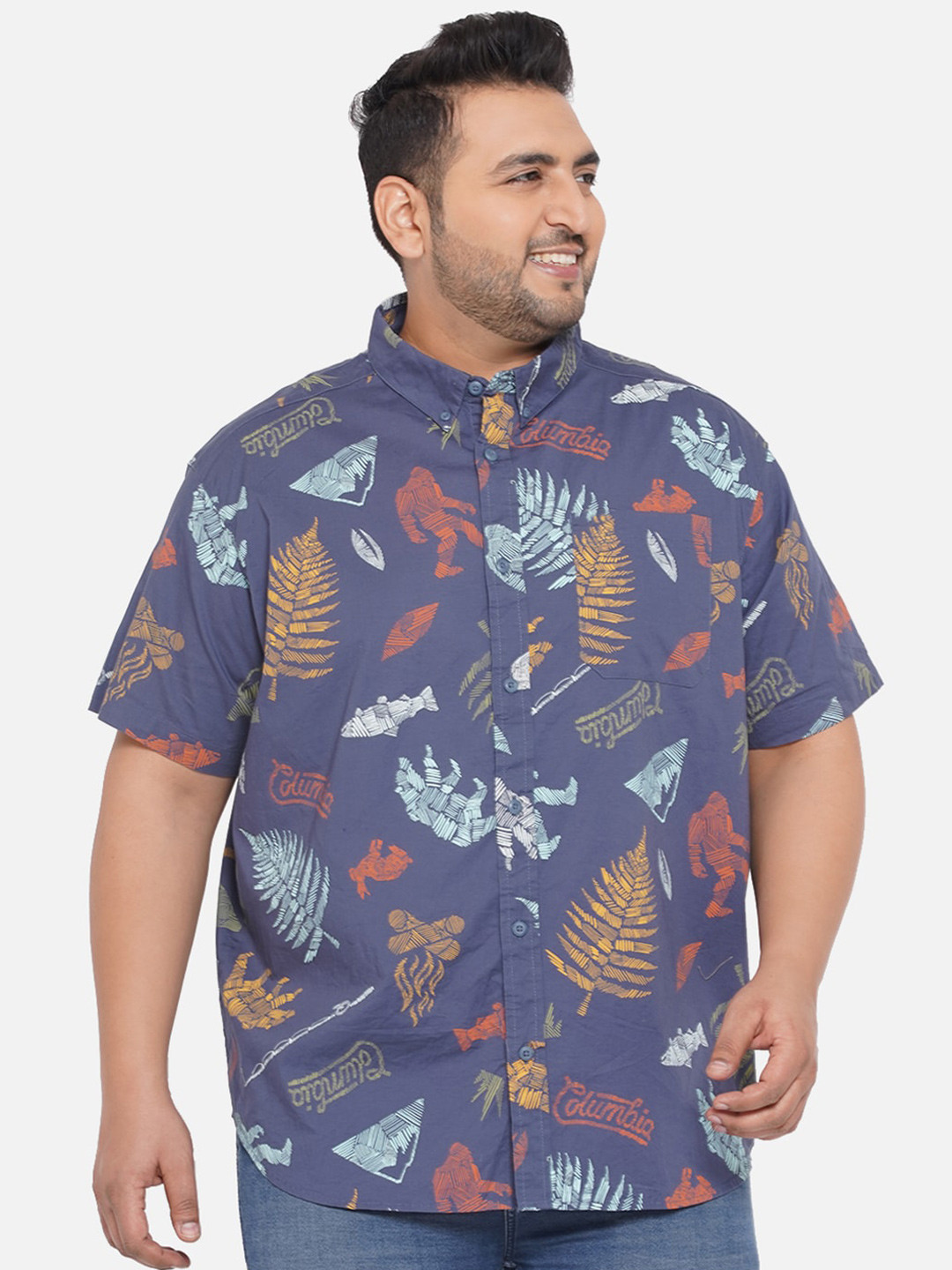 

Santonio Men Grey Comfort Floral Printed Casual Shirt