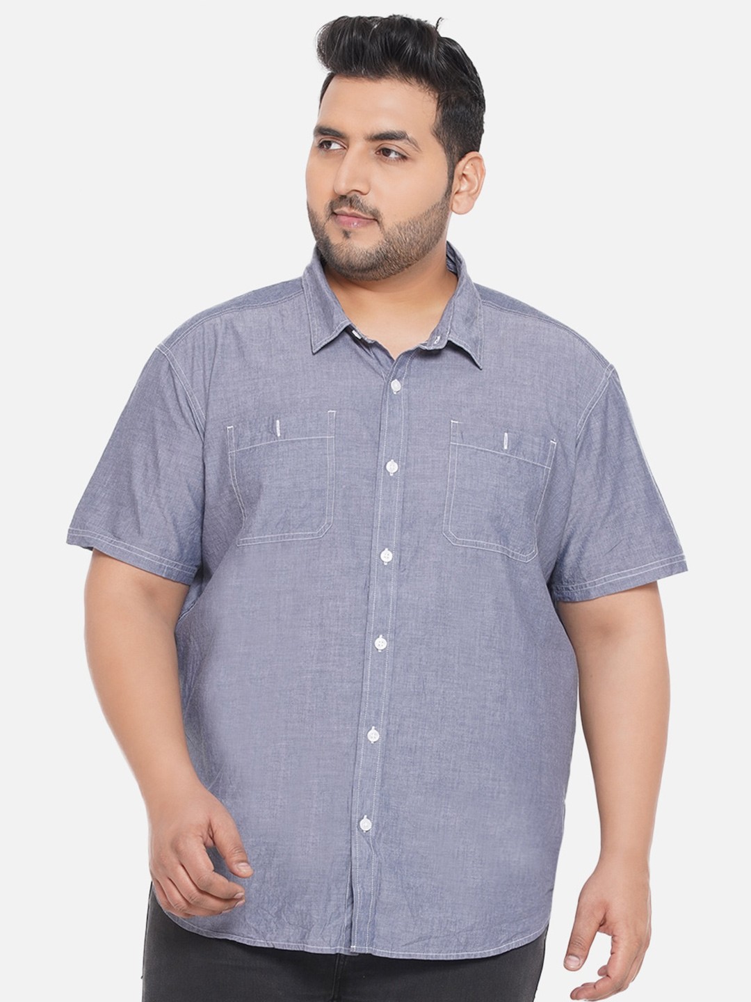 

Santonio Men Plus Size Comfort Casual Pure Cotton ShirtShirt, Grey