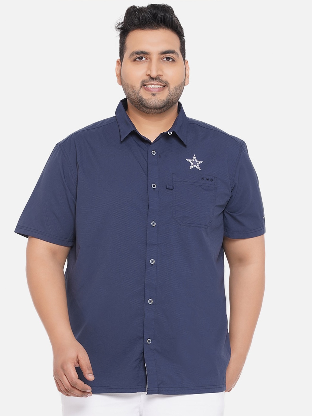 

Santonio Men Plus Size Casual Pure Cotton Shirt, Navy blue