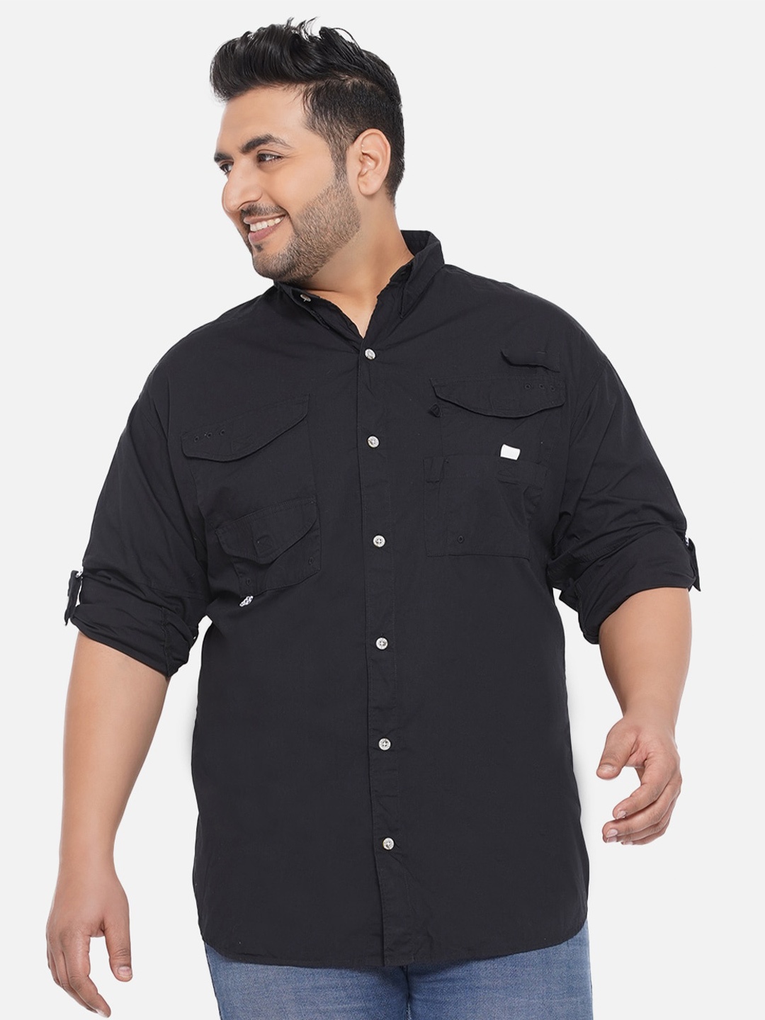

Santonio Men Plus Size Solid Casual Shirt, Black