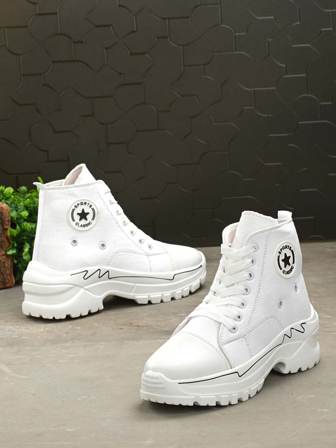 

BUCIK Women High-Top Lightweight Sneakers, White
