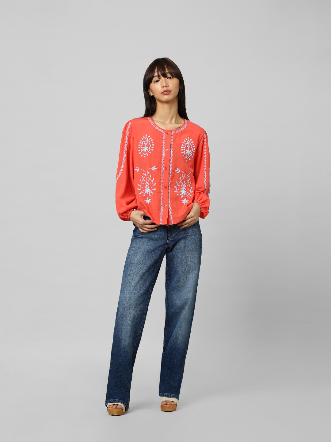 

ONLY Red Floral Print Top