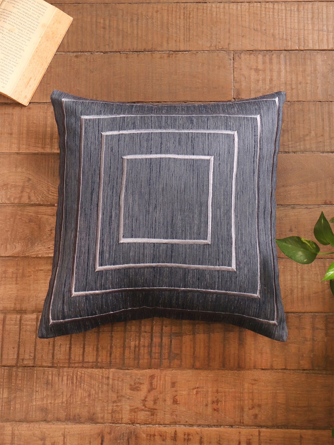 

ZEBA Grey & White Geometric Square Cushion Cover