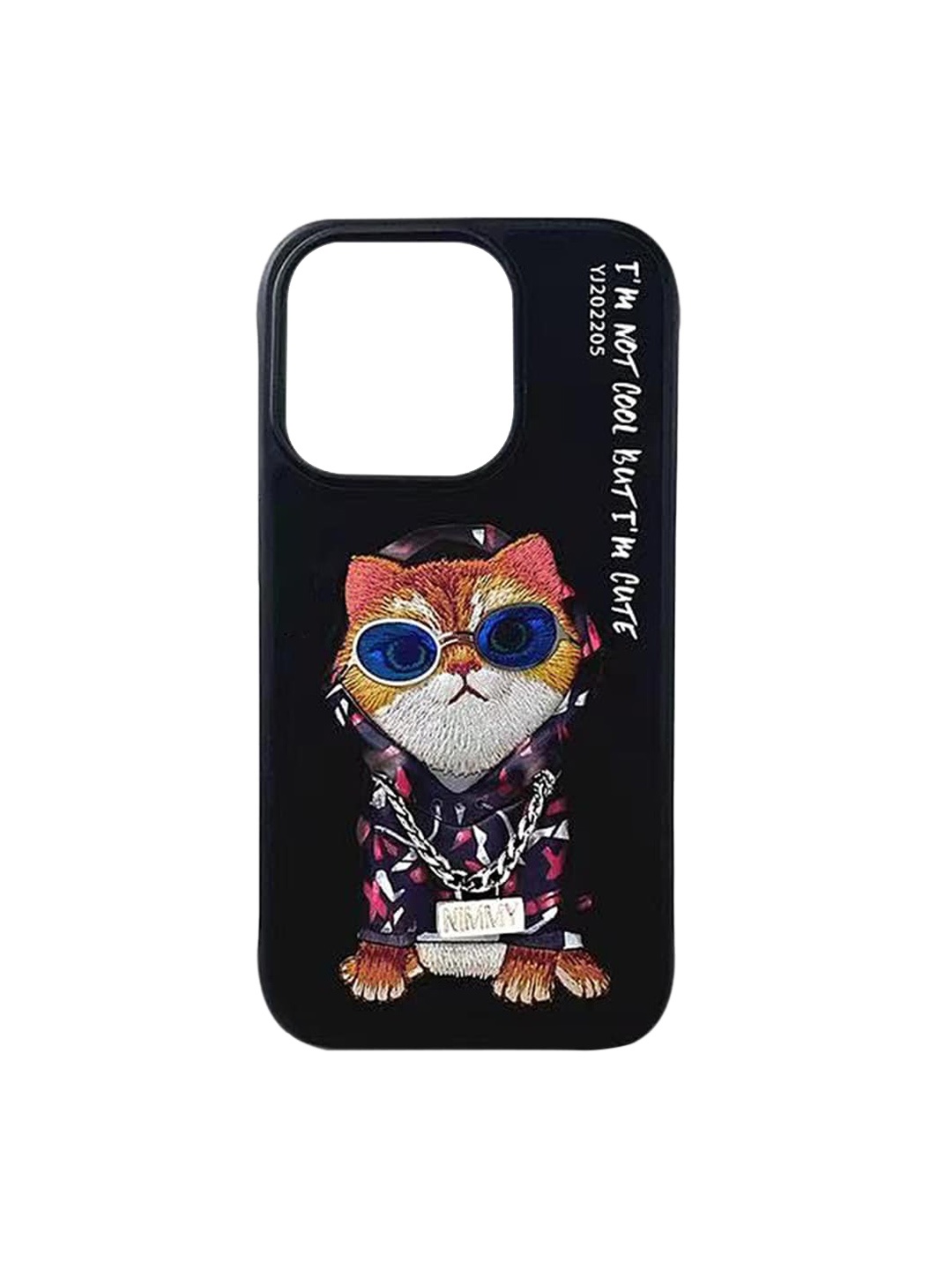 

TREEMODA Embroidered Leather iPhone 14 Back Case, Black