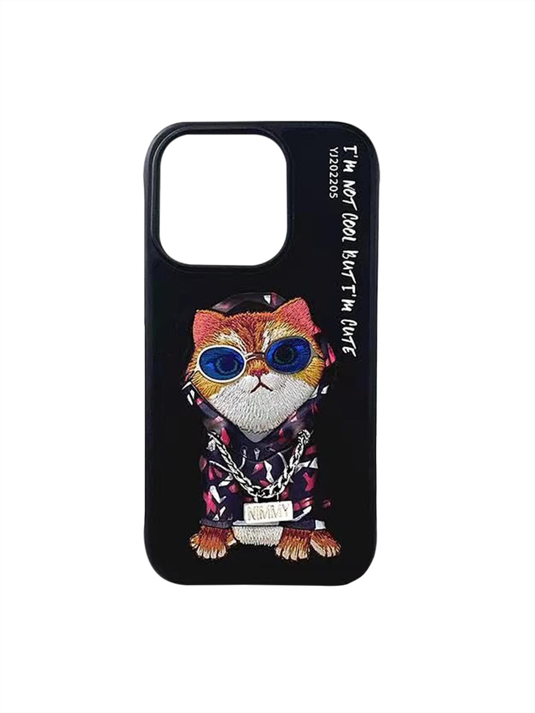 

TREEMODA Embroidered Leather iPhone 13 Pro Max Back Case, Black
