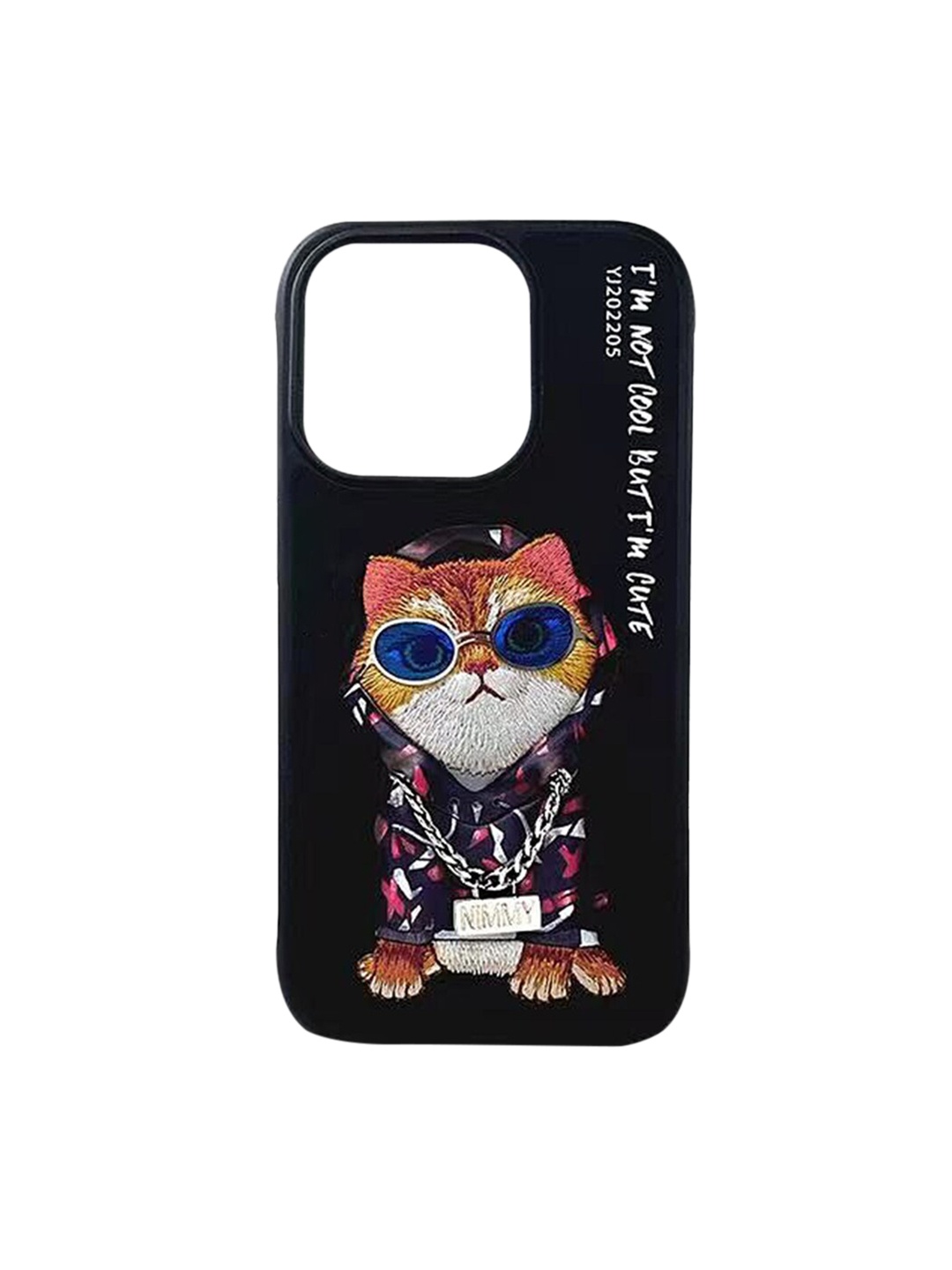

TREEMODA Embroidered Leather iPhone 14 Pro Max Back Case, Black