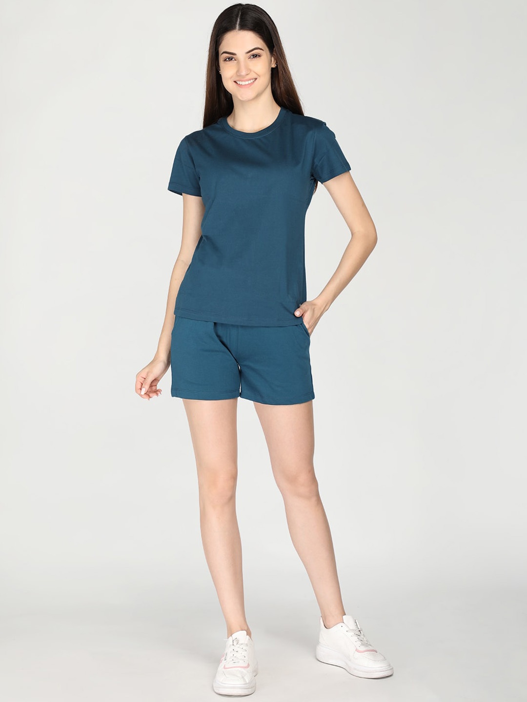 

Plagg Women Top With Shorts Co-Ords Set, Blue