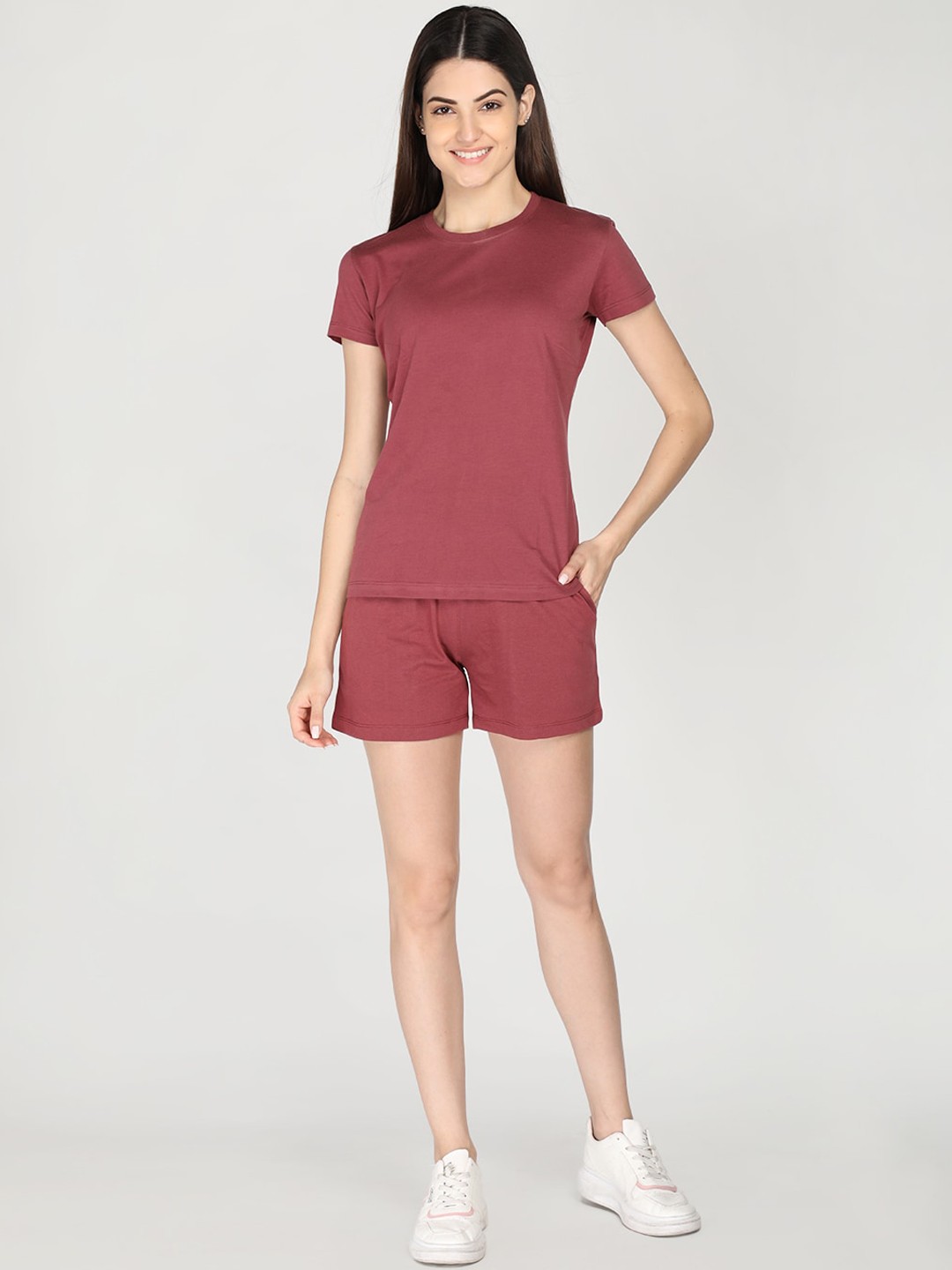 

Plagg Women Top With Shorts Co-Ords Set, Mauve
