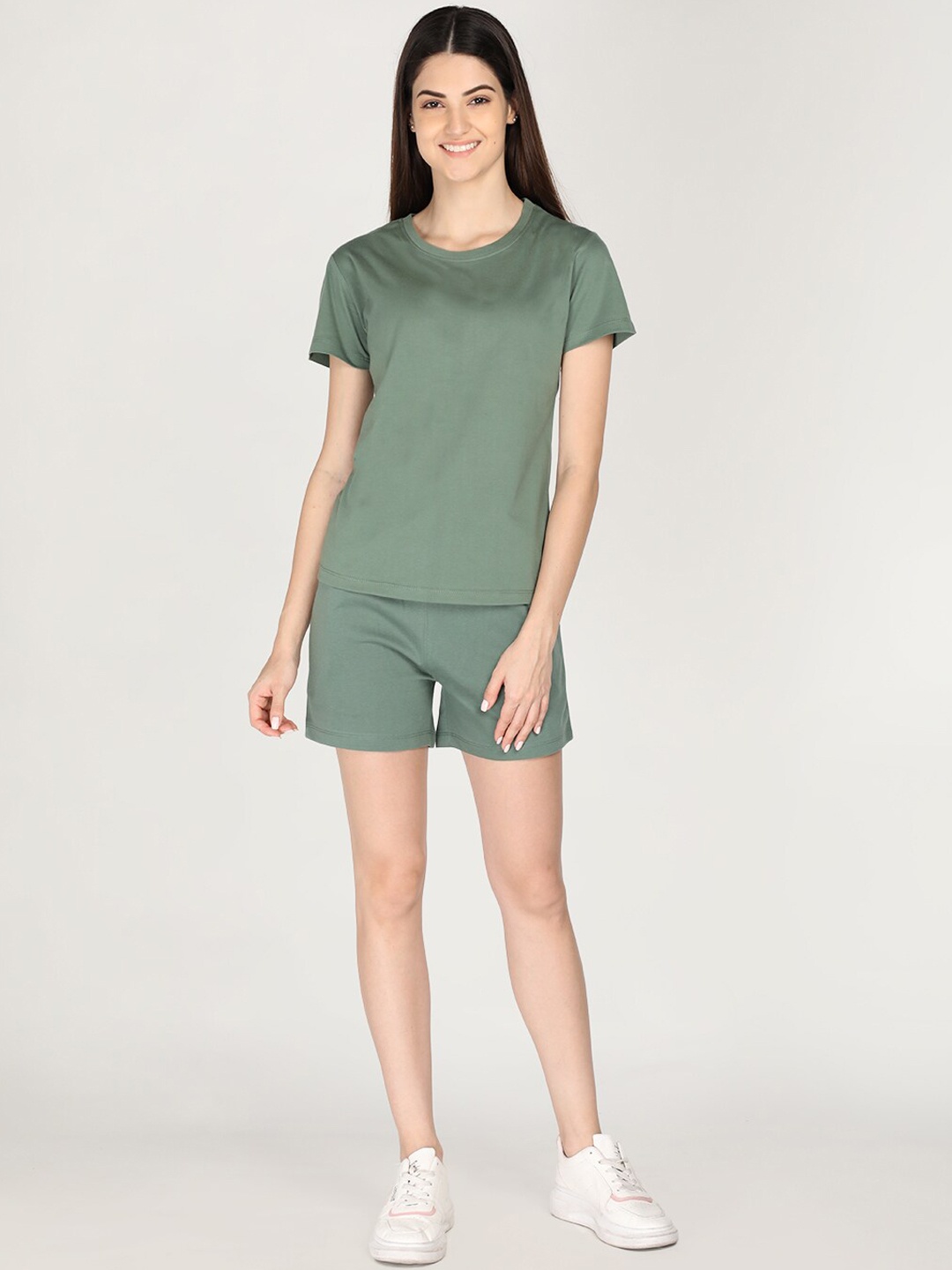 

Plagg Women Top With Shorts Co-Ords Set, Green