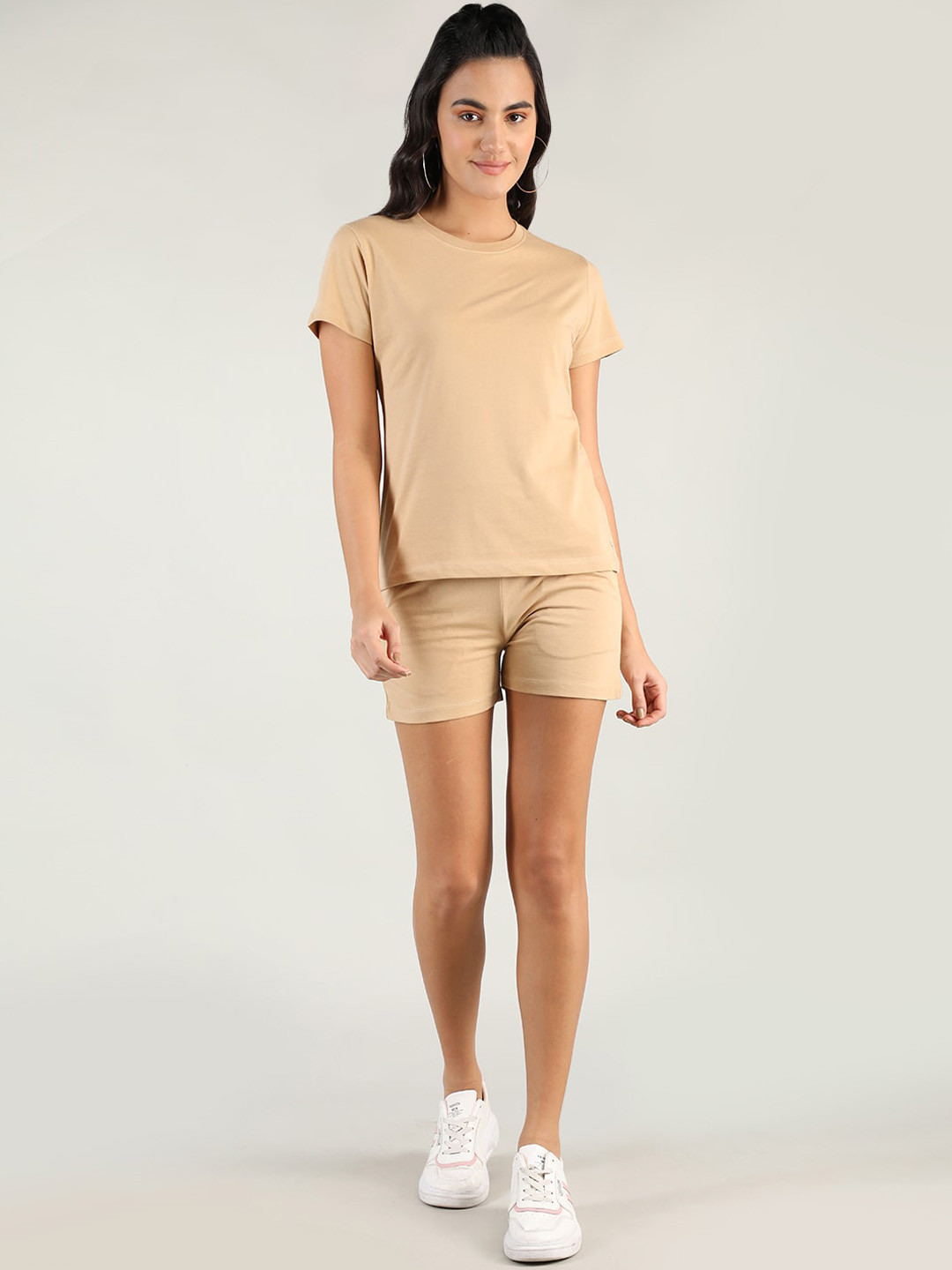 

Plagg Women Top With Shorts Co-Ords Set, Beige