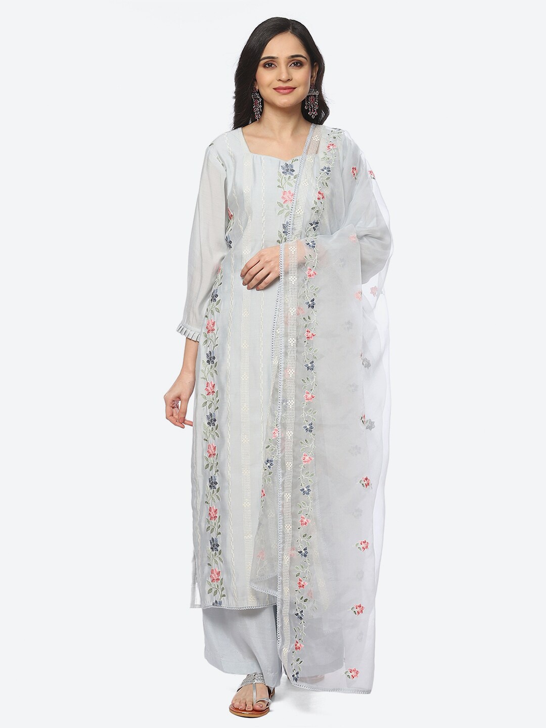 

Biba Embroidered Unstitched Dress Material, Blue