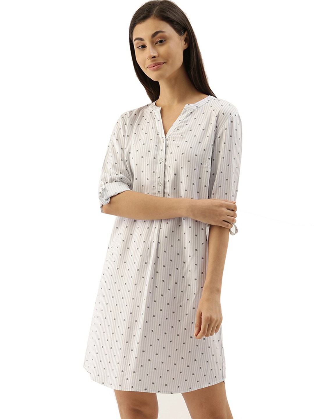 

Slumber Jill White Printed Nightdress