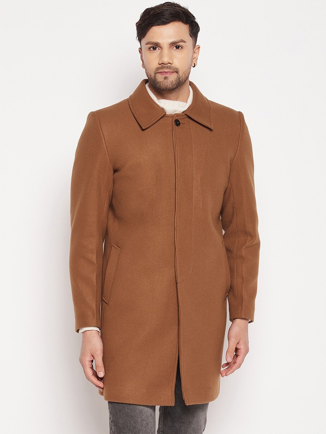 

Okane Men Plus Size Solid Regular-Fit Wool Overcoat, Tan