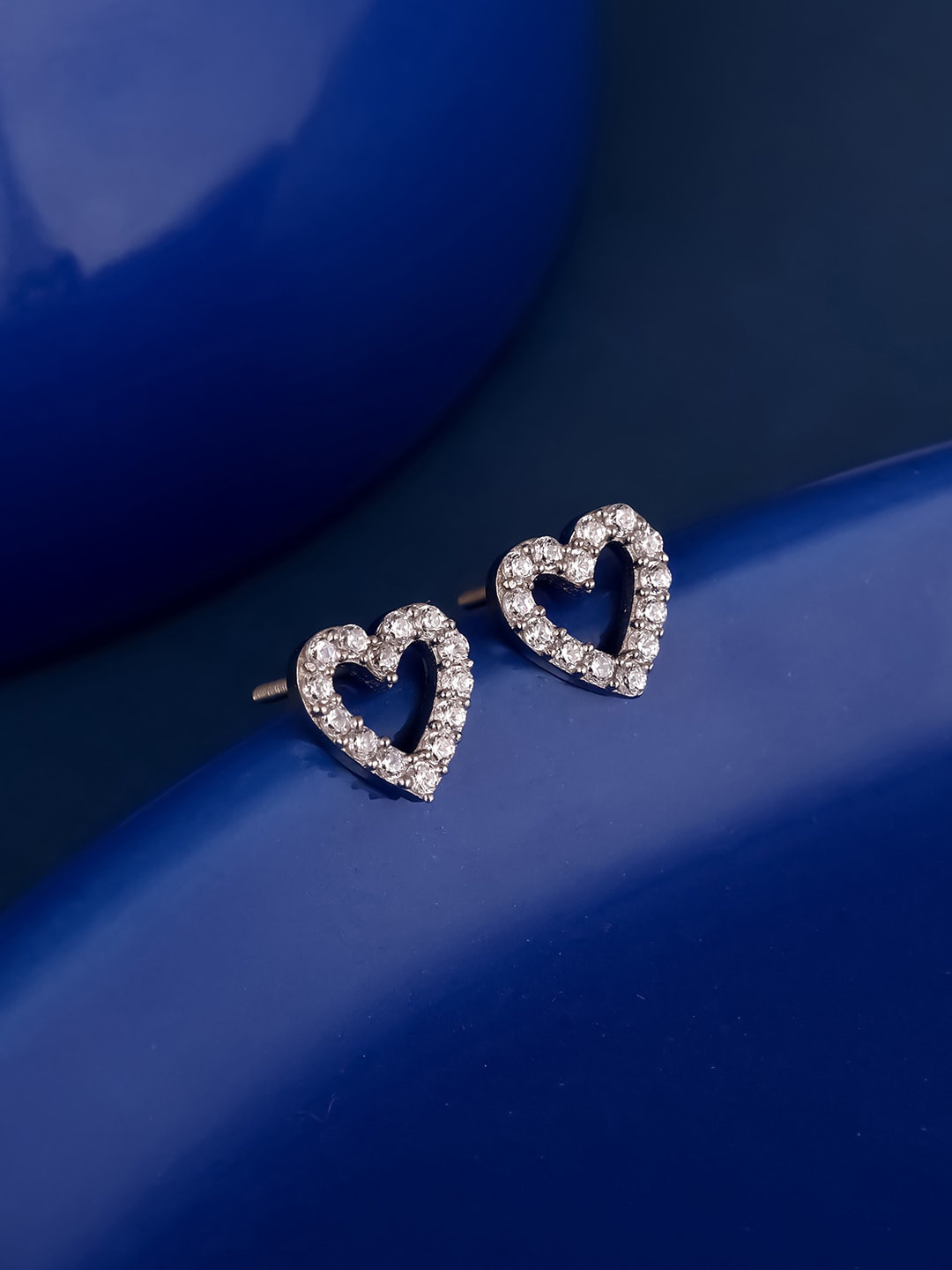 

GIVA Women 925 Sterling Silver Rhodium-PlatedHeart Shaped Studs Earrings