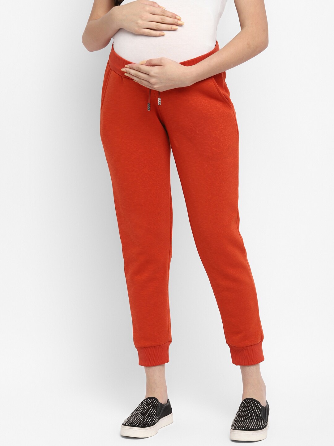 

Momsoon Maternity Women Mid-Rise Pure Cotton Joggers, Rust