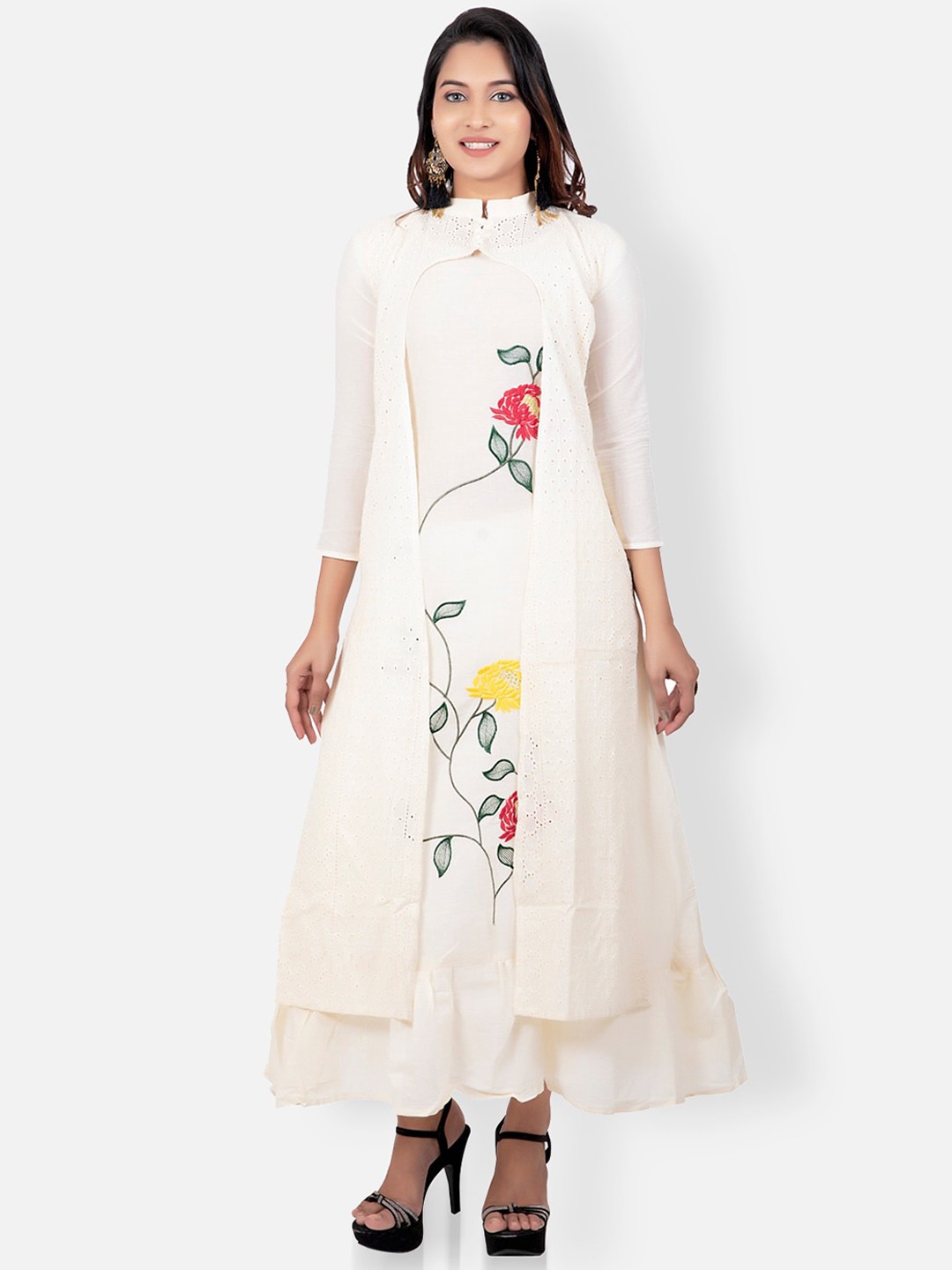 

FEMMIBELLA Women Floral Printed Kurta, Off white