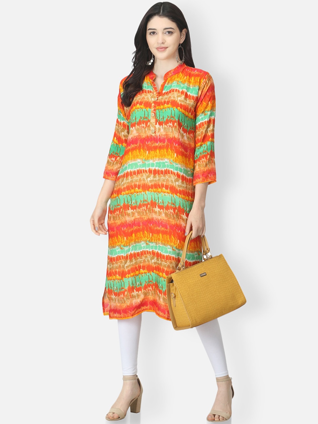 

FEMMIBELLA Women Printed Kurta, Orange