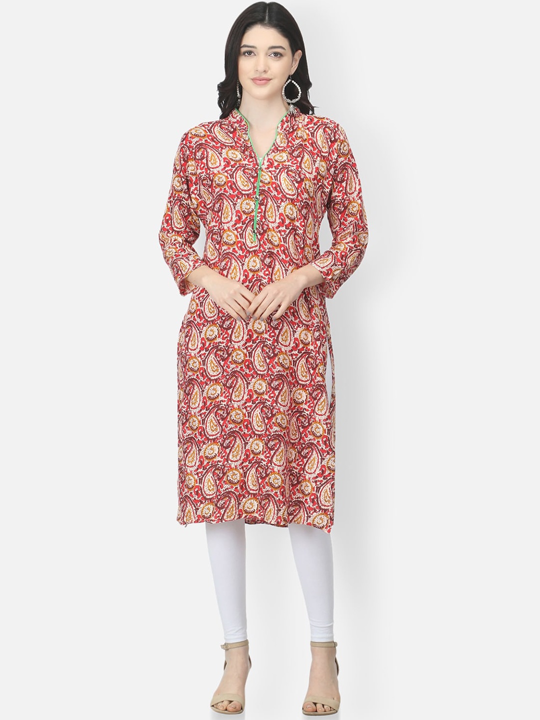 

FEMMIBELLA Women Red Paisley Printed Indie Prints Kurta