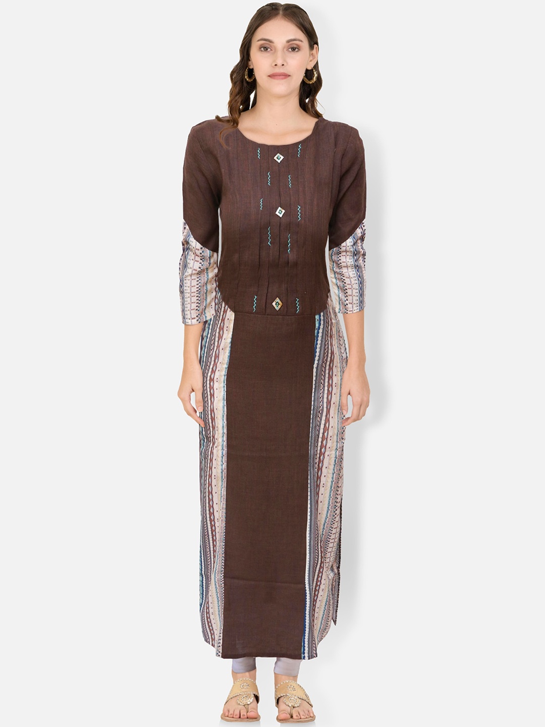 

FEMMIBELLA Women Brown Thread Work Kurta