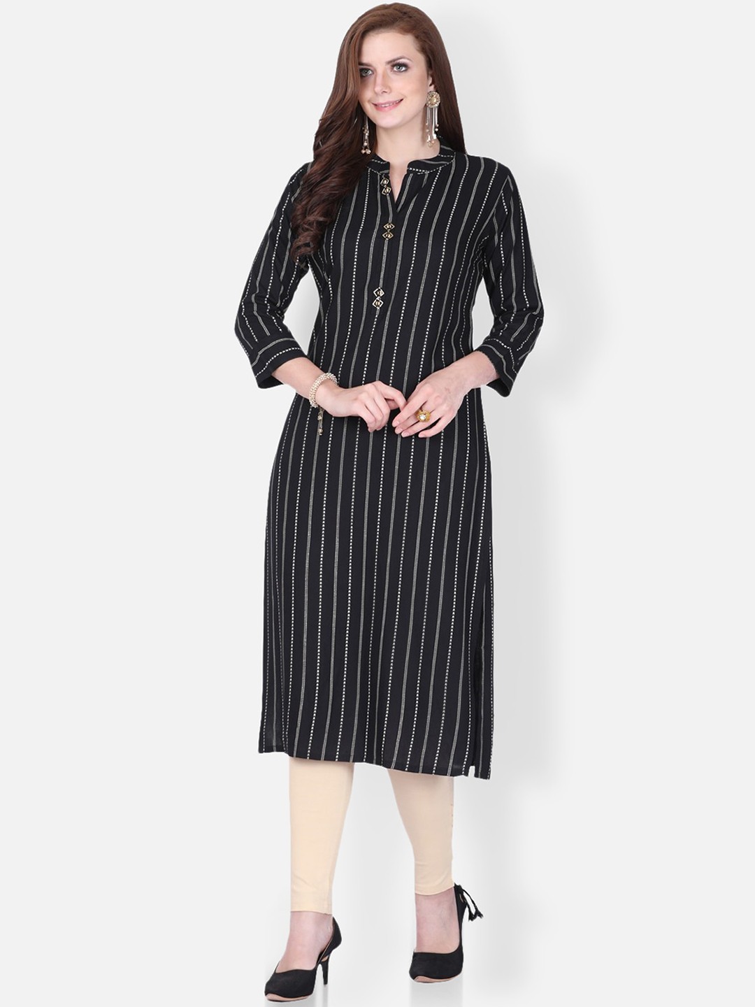 

FEMMIBELLA Women Black Thread Work Kurta