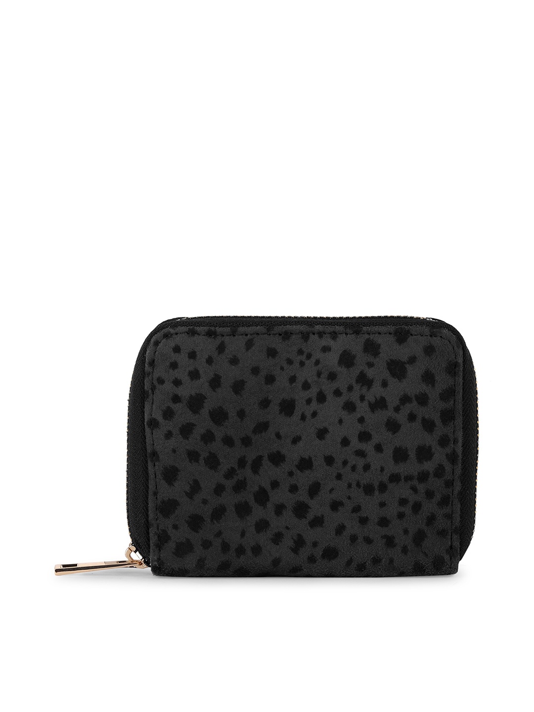 

TEAM 11 Women Animal Textured Zip Around Wallet, Black