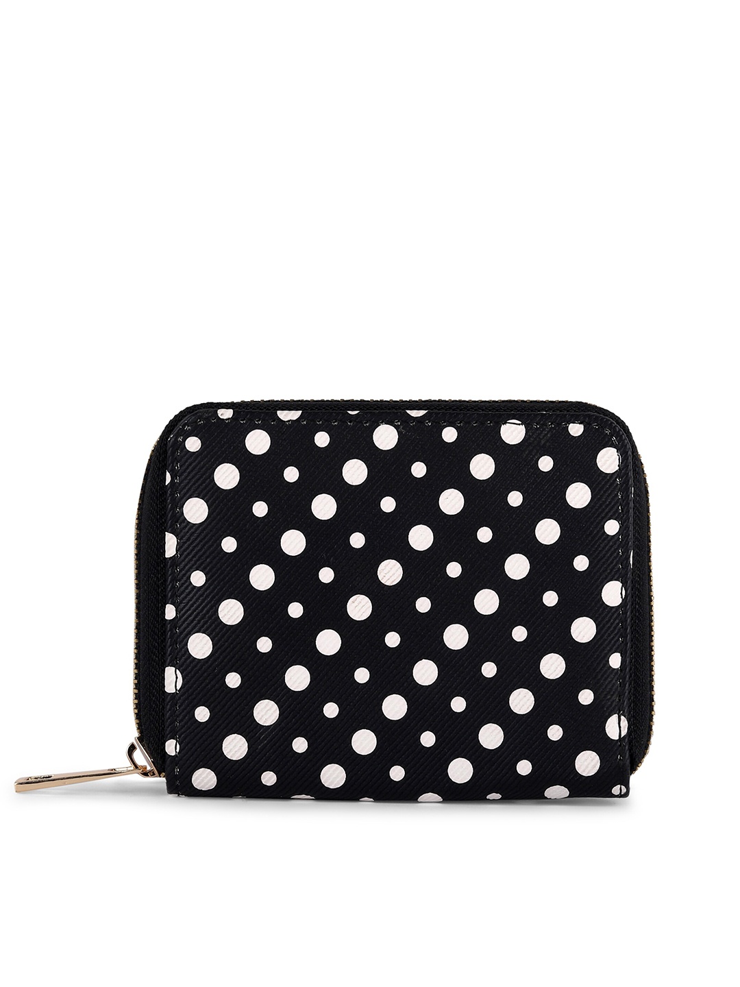 

TEAM 11 Women Geometric Printed Zip Around Wallet, Black