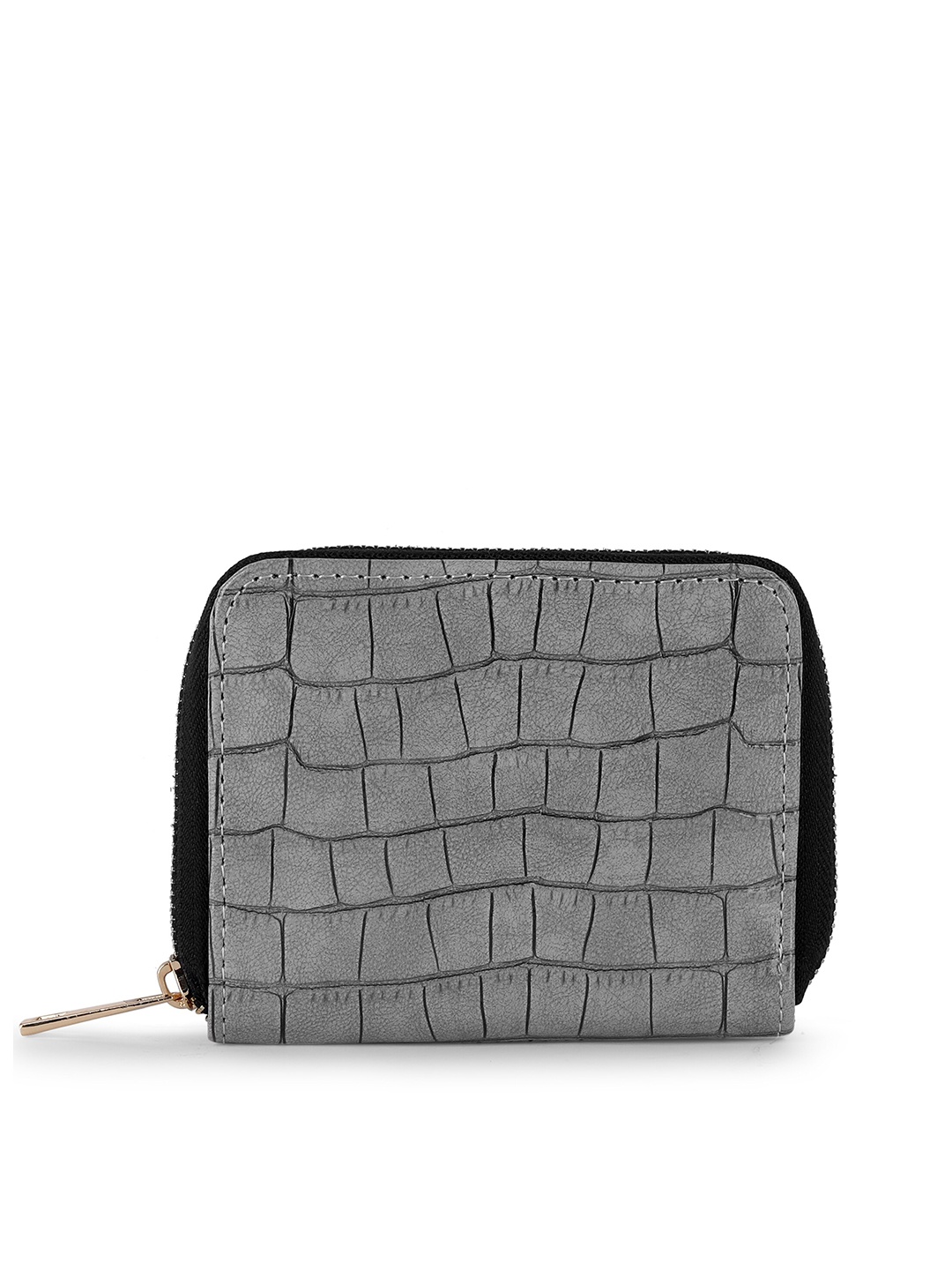 

TEAM 11 Women Abstract Textured Zip Around Wallet, Grey