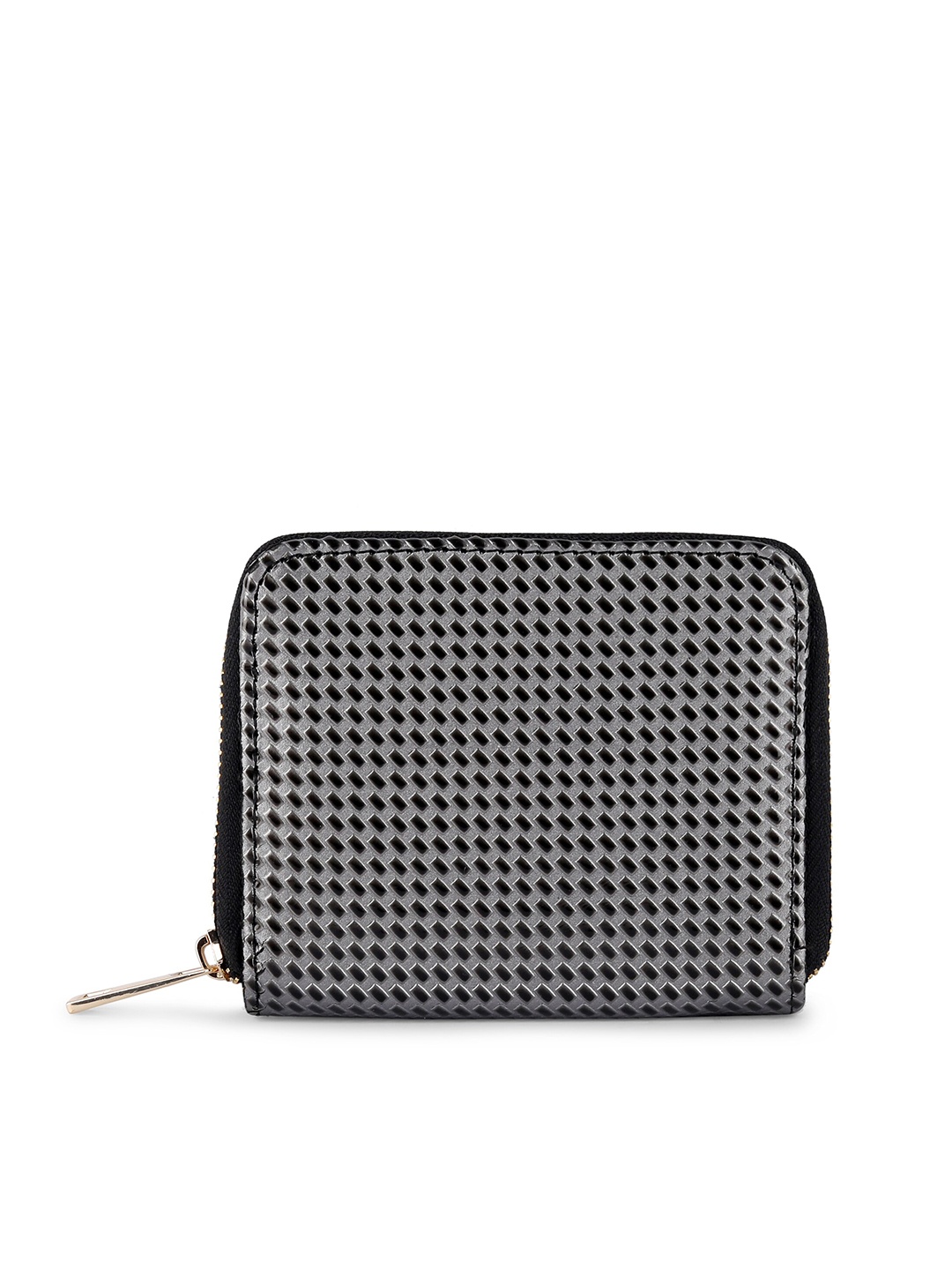 

TEAM 11 Women Geometric Textured Zip Around Wallet, Grey