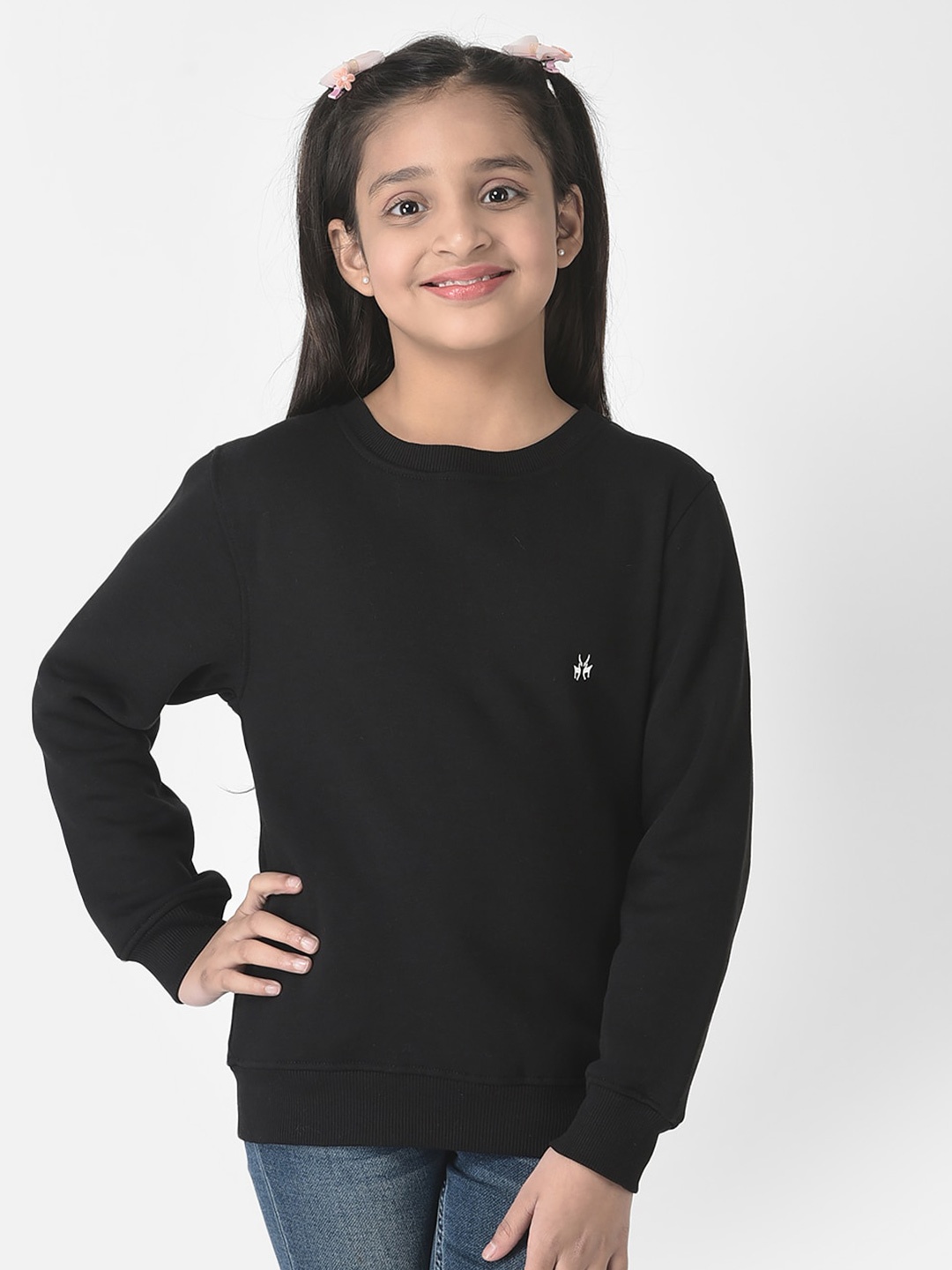 

Crimsoune Club Girls Solid Pullover Sweatshirt, Black