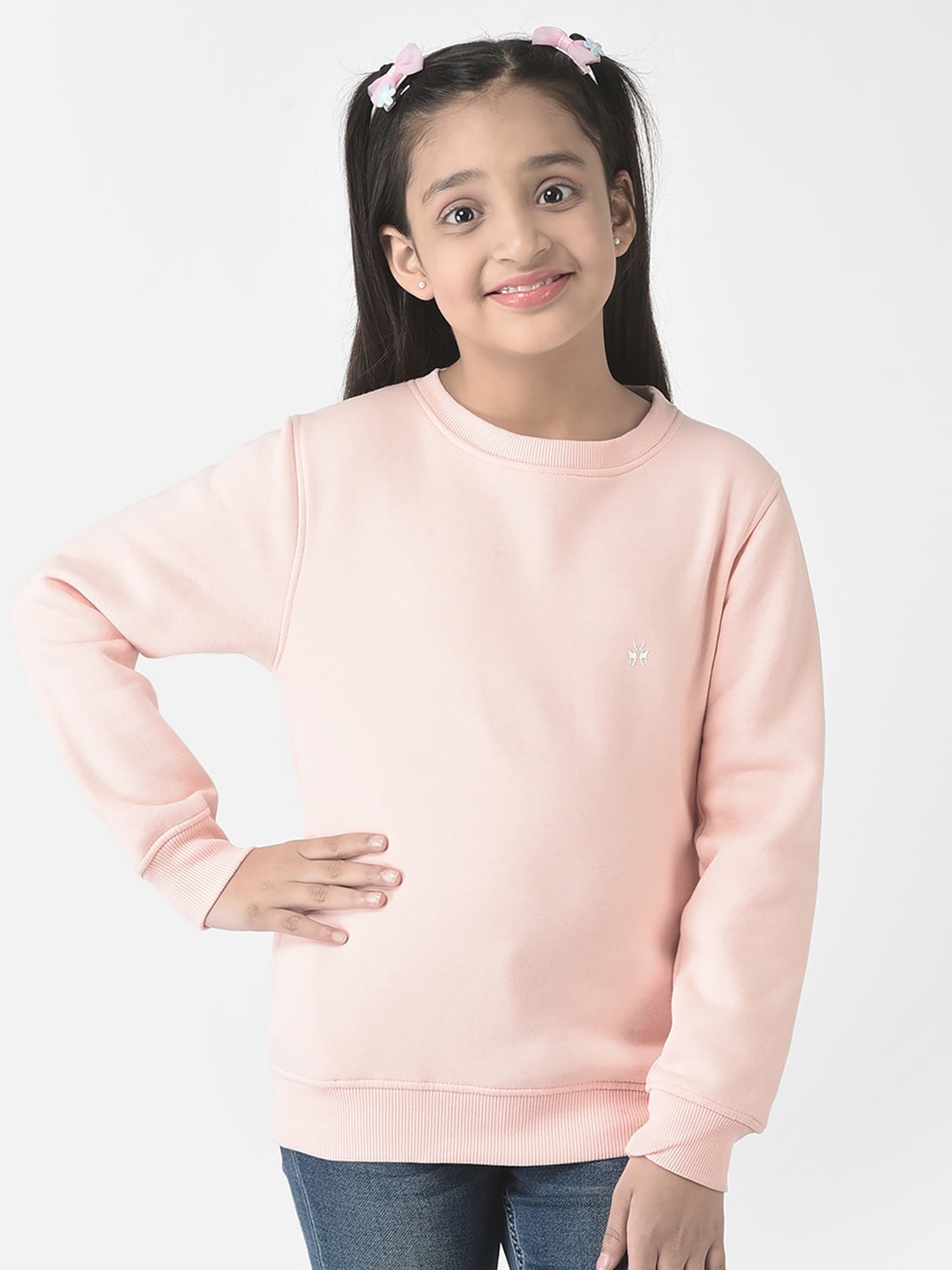 

Crimsoune Club Girls Solid Pullover Sweatshirt, Peach
