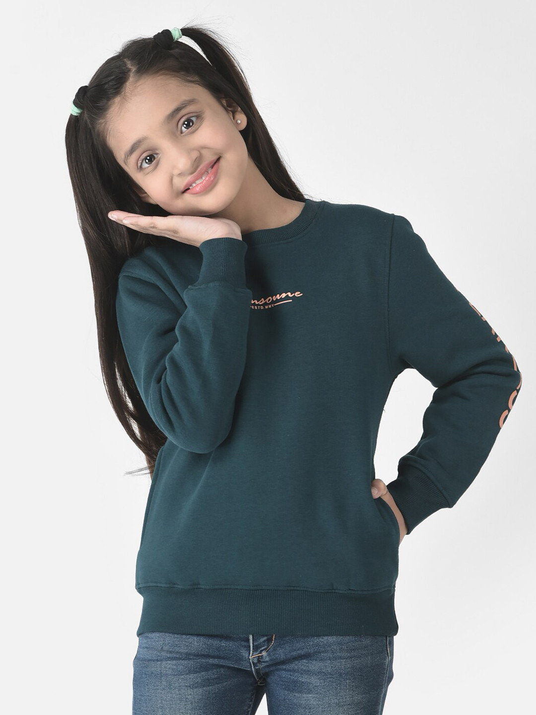 

Crimsoune Club Girls Cotton Sweatshirt, Green