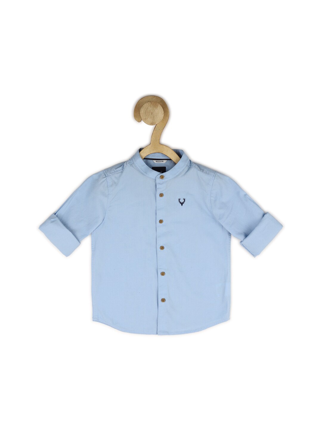 

Allen Solly Junior Boys Solid Mandarin Collar Casual Cotton Shirt, Blue