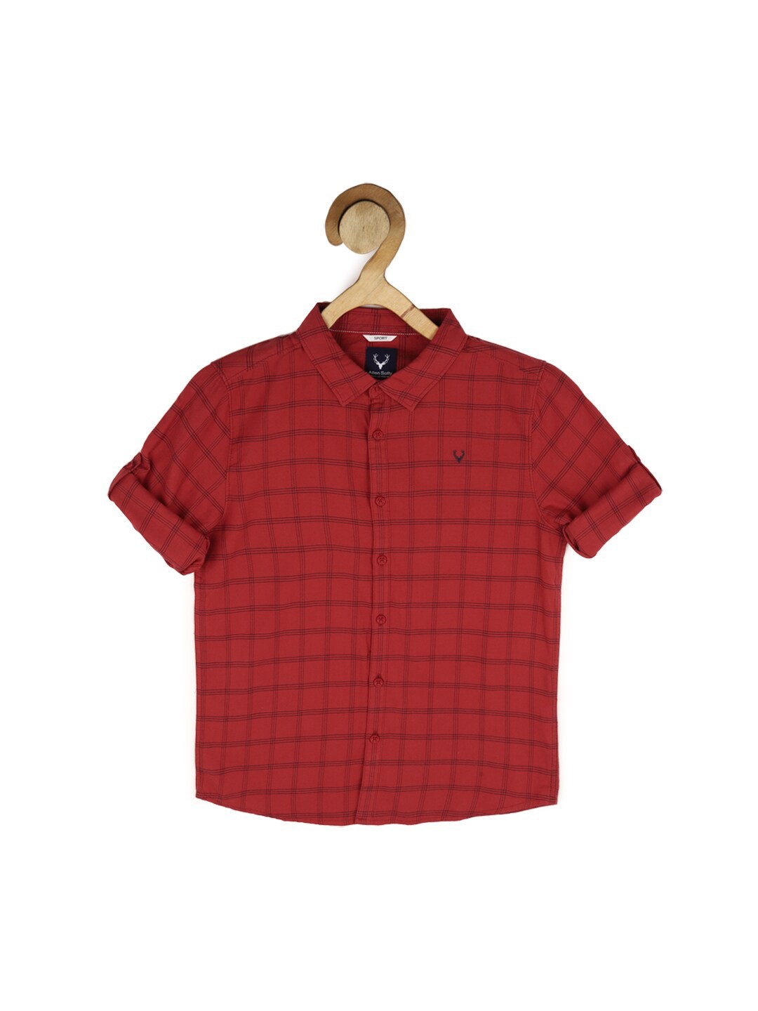 

Allen Solly Junior Boys Slim Fit Checked Casual Cotton Shirt, Red