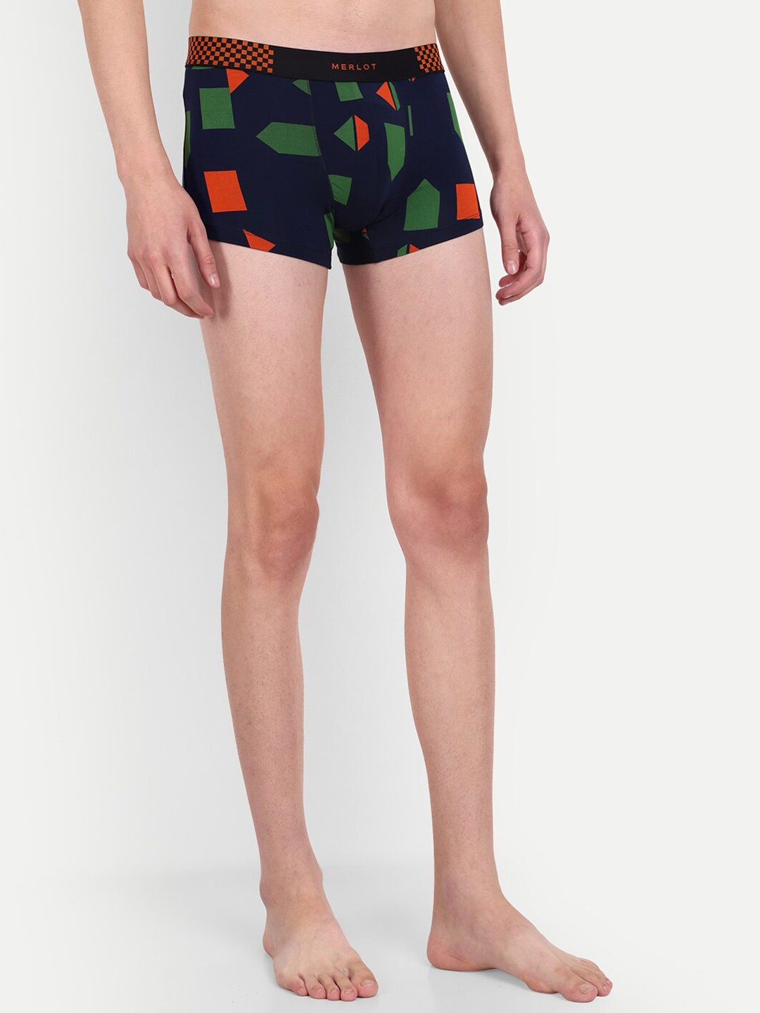 

MERLOT Men Geometric Pattern Trunks, Blue