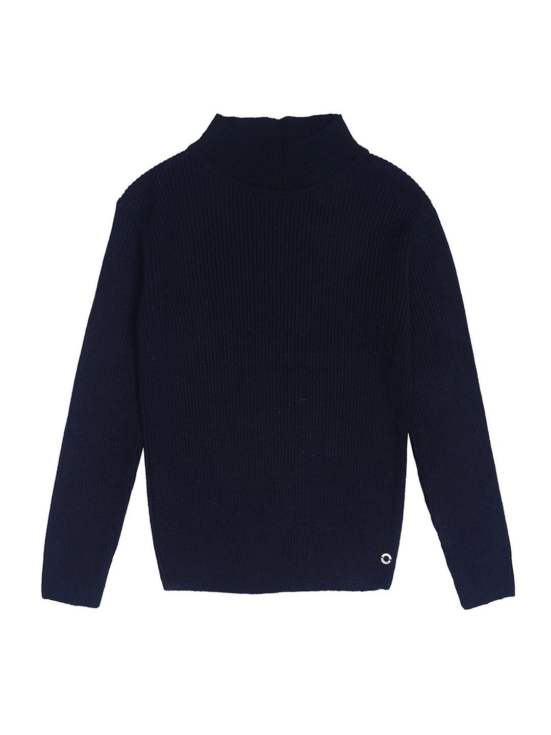 

Gini and Jony Girls Solid Turtle Neck Cotton Pullover Sweater, Navy blue