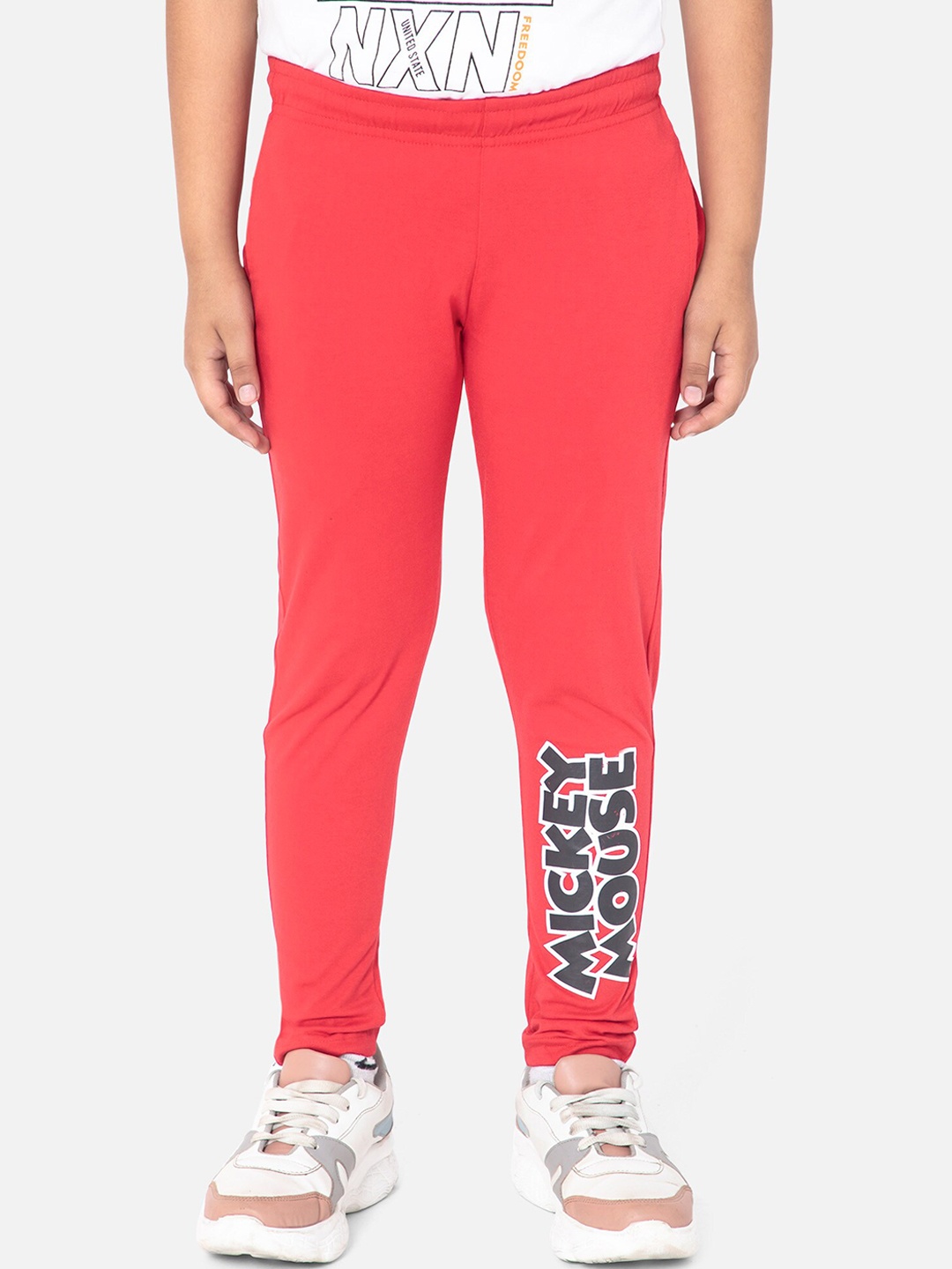 

Bodycare Kids Boys Mickey House Printed Cotton Track Pant, Red