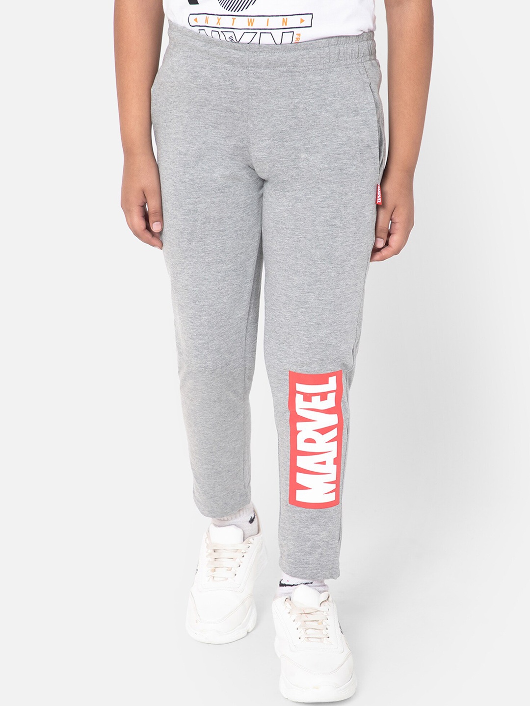 

Bodycare Kids Boys Printed Cotton Track Pants, Grey melange