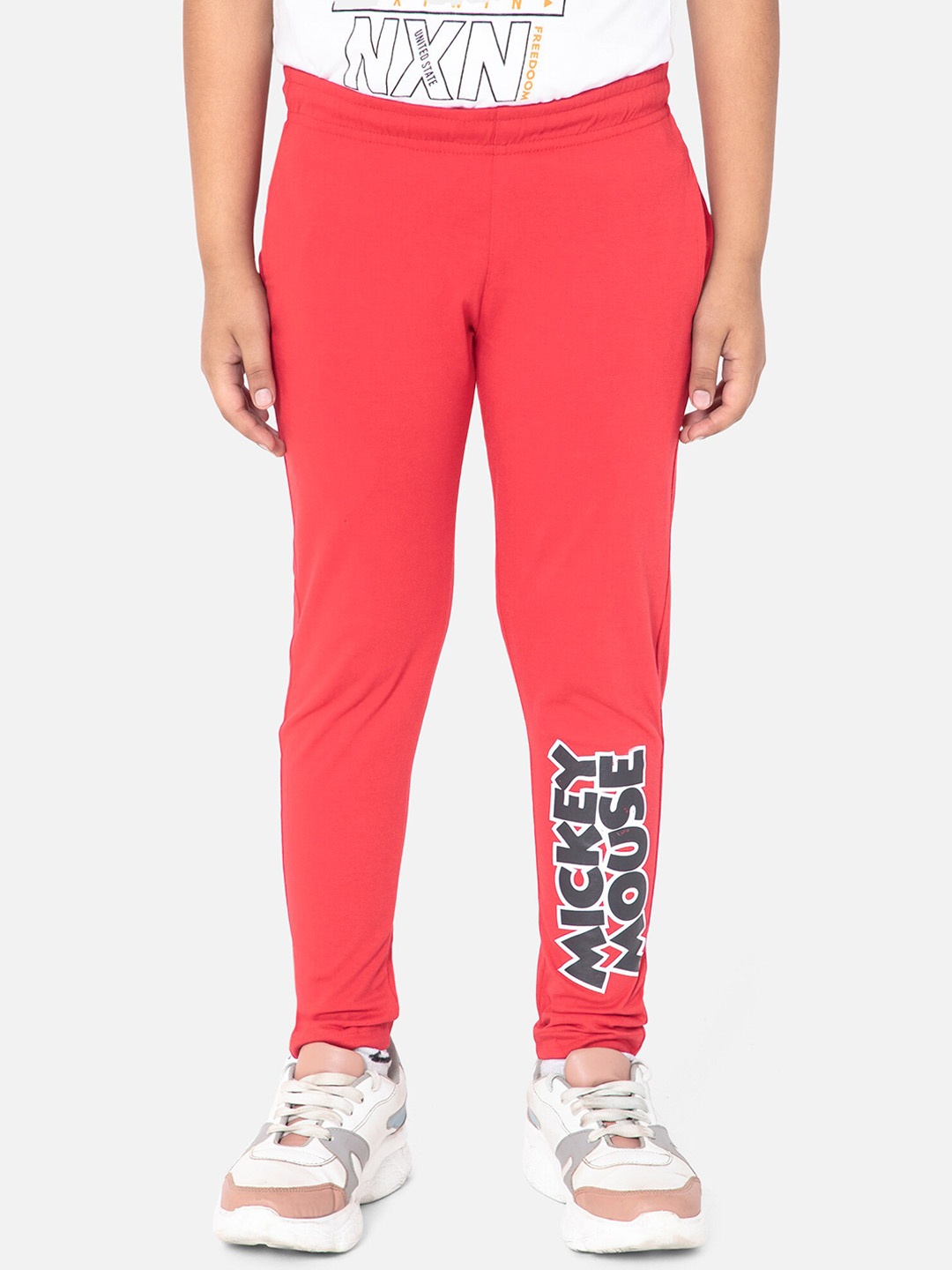 

Bodycare Kids Boys Mickey Mouse Printed Cotton Track Pants, Red